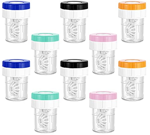 Sibba 10 Stück Manuelle Kontaktlinsenreiniger Kontaktlinsenbehälter Waschanlage Tragbare KontaktlinsenBehältnis Rotations-Kontaktlinsenreinigungsbehälter für den täglichen Gebrauch Zuhause Reisen
