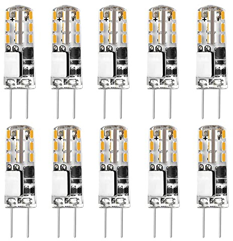 ShuoHui 10x G4 Led Warmweiß Birnen, 12V 1.5W Kein Flackern G4 Led Stiftsockellampe, Ersatz für 20W Halogenlampen, Energiesparlampe 3000K, 180LM 12V AC/DC LED Lampen