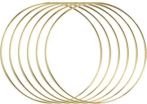 ALEMIN Metallringe zum Basteln 30cm 6 Stück Gold Kranz Ringe Makramee Ringe, Traumfänger Ring, Hochzeitskranz, Wandbehänge Deko, Blumen Reifen