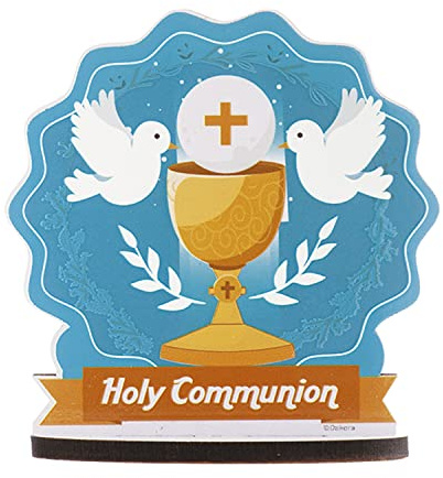 Dekora - Kuchen Topper Kommunion | Cake Topper Erstkommunion Kelch mit Tauben - Abmessungen 12 x 12,5 cm