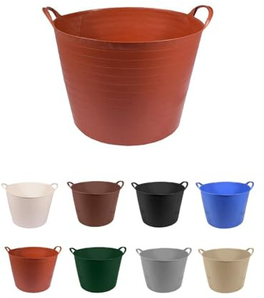 JARDIN202 - Espuerta de plástico | Capazo agrícola | Resistente | con Asas | Pack x15 uds (42 L Teja)