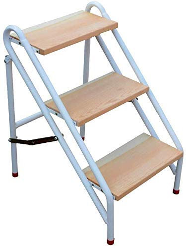 AYVADA Tragbare Leiter mit 3 Klappstufen, Holzhocker für Leitern für Kinder und Erwachsene, hohe Leistung 150 kg, Höhe: 72 cm