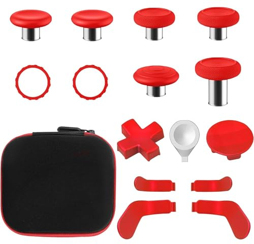 Pouce de Remplacement pour la Manette Xbox One Elite Series 2, kit d'accessoires Joystick Magnétique Métallique Compatible avec la Manette sans Fil Xbox Elite Series 2 Core (Rouge)
