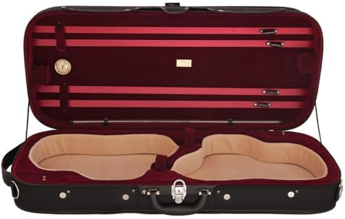 Doppelkoffer Geigenkoffer Hart 4/4 Länglich Classic Schwarz - Burgunderrot M-case
