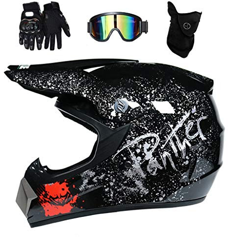 Volles Gesicht MTB Motocross Helm Set mit Brille, Handschuhe und Maske - Jugend Kinder Offroad ATV Motorrad BMX Enduro Quad Dirt Bike Schutzausrüstung