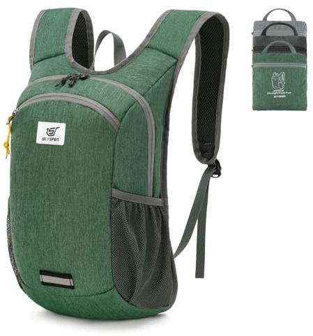 SKYSPER Sac à Dos Pliable Ultraléger 10L, Étanche Sacs à Dos de Randonnée, Sac à dos de Voyage pour Hommes Femmes Randonnée Voyage Camping en Plein air Escalade Cyclisme