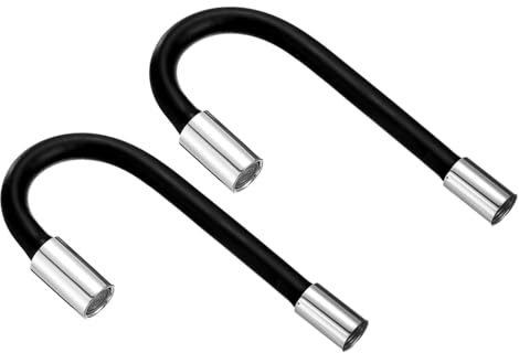 sourcing map 2pcs Foaming Extension Tube, Faucet Lengthen Extender, Sink Drain Extension Tube, Bathroom Faucet Extender, Extension Flexible Water Hose Adapter Black (50cm)