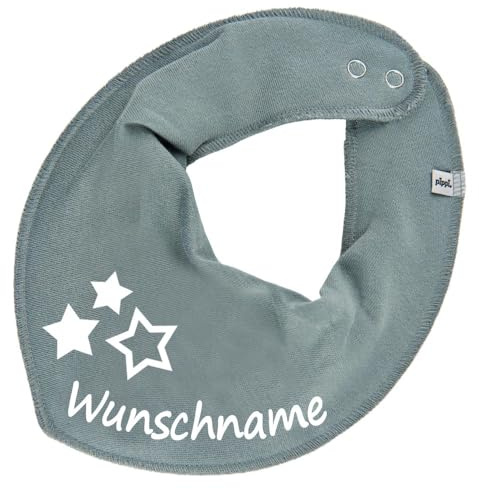 HALSTUCH mit Namen oder Text personalisiert für Baby oder Kind aus Baumwolle in Einheitsgröße 3 Sterne