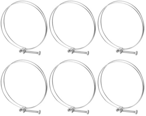sourcing map 6Pcs Double Wire Hose Clamp, 140-150mm Adjustable Stainless Steel Wire Hose Clips with M8 Bolt for Dust Collection Hose, Pump Hose Pipe