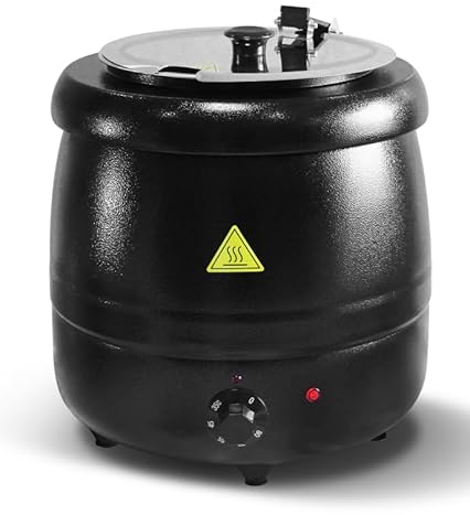 Olla Eléctrica hasta 10L, Hervidor de Sopa con Tapa abatible e Interior extraíble de Acero Inoxidable hasta 80°C para reuniones en casa, Fiestas, restaurantes y cafeterías Calentador de Sopa