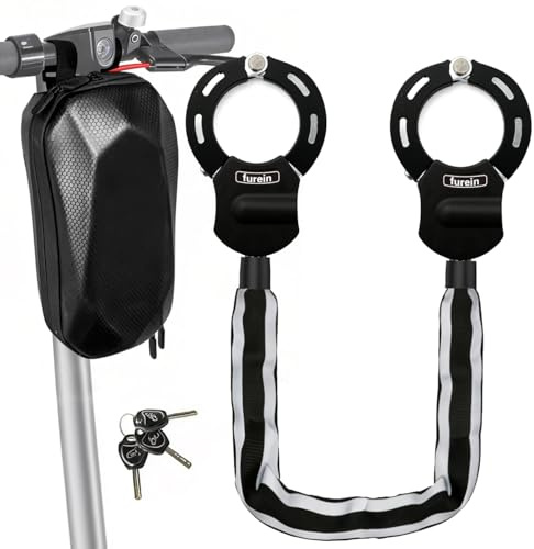 Elscooterlås | 8 mm tjockt kedjelås | cykellås | elscooter lås hög säkerhet | handbojslås med väska | lås för skoter/barnvagn/e-cykel