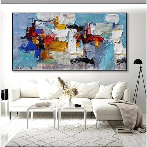 ZHAOLIN Skandinavische abstrakte Wandkunst Impressionismus Textur HD Leinwand Ölgemälde Poster Druck Home Schlafzimmer Wohnzimmer Dekoration 80x160cm (32x63 Zoll) Rahmenlos