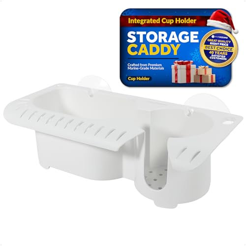 Five Oceans Boat Storage Organizer and Drink Caddy,Suction Cup Drink Holder w/Drainage Holes, Console Organizer w/Knife, Pliers, and 16 Lure Holders, Heavy-Duty ABS Plastic - FO4784