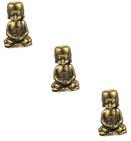 STOBAZA 3stücke Brass Monk Statue Vintage Messing Buddha Figurine Für Schreibtisch Dekoration Antike Handwerkskunst Feng Shui Ornament Buddha Statue Für Zuhause Oder Büro