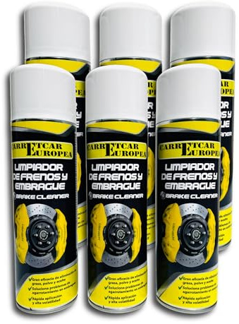 carretcar europea Bremsenreiniger, 500 ml, 6 Stück, entfernt Fett und Staub, ohne Aceton, kompatibel mit Automobilmaterialien, kompatibel mit verschiedenen Materialien (6)