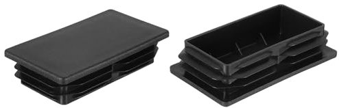 sourcing map 2 Pcs Rectangle Tubing End Caps 5 9/16 x 3 5/32 Inch Plastic Hole Plugs Insert End Cap for Metal Tubing Post Chair Leg Table Bookshelves Furniture, Black