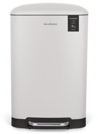 Les Collectors Pattumiera da cucina a pedale in acciaio inox N°528, capacità 20 L, contenitore interno rimovibile, finitura opaca, resistente, chiusura silenziosa, colore: Bianco