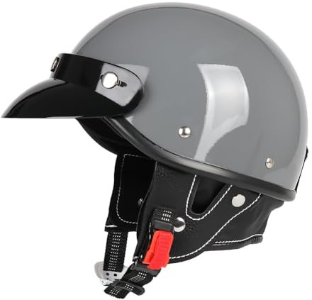 Uueybsg Casque Moto Vintage Casque Jet Demi-Casque de Moto Casque Bol Homologué ECE Casque Semi-Ouvert Rétro Casque Scooter Cruiser Casque de Cyclomoteur Electrique pour Adulte Homme Femme
