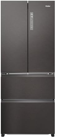 Haier FD 70 Serie 3, Frigorifero French Door, 2 Porte + 4 cassetti, 402 Litri, Total No Frost, Air Surround, My Zone, Libera Installazione, Classe E, (AxLxP) 177,5x70x68,8 cm, Dark Inox- HFR3718ENMD