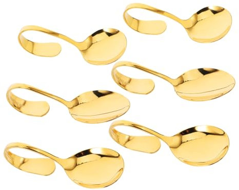 Cucharas para Servir Mariscos 6 Piezas Acero Inoxidable Mango Curvo