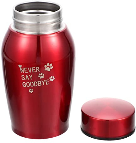 Milisten Urne pour Cendres de Chien et Chat Inoxydable Rouge Boîte Commémorative pour Os de Animaux de Compagnie Urne Scellée Compacte et Facile à Transporter Souvenir Durable pour