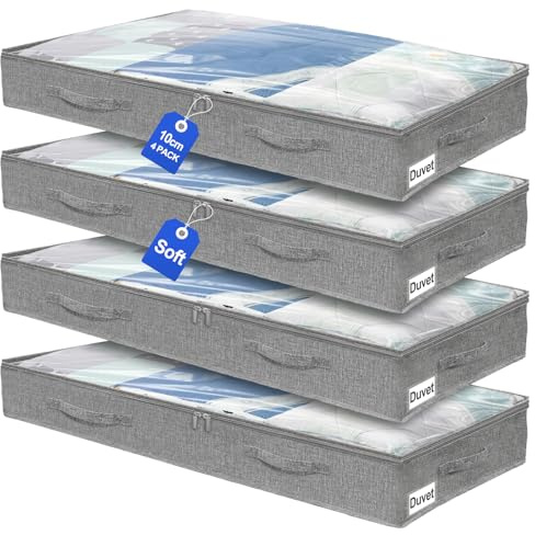 Huquter Scatola portaoggetti sotto il letto, 85 x 40 x 12 cm, 2 pezzi, impermeabile, con coperchio