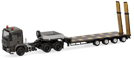 Herpa camion in miniatura MAN TGS M semirimorchio ribassato Forze Armate Serbe (Serbia), miniatura in scala 1:87, pezzo da collezione, Made in Germany, plastica