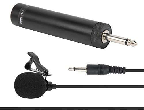 RiToEasysports Kabelgebundenes Lavalier-Ansteckmikrofon für Saxophon, Omnidirektionales Mikrofon mit 5 M Kabel, Verstärkern, Mixern, Schwarz (5 Meter lang)