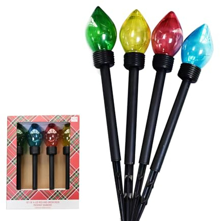 Luci Da Percorso Natalizie | Decorazioni Natalizie | 4 Pezzi Illuminazione da Terra Decorazioni Giardino - Per Prato Patio Cortile Viale Portico Passaggio Staccionata Festa Piscina Vacanze Capodanno