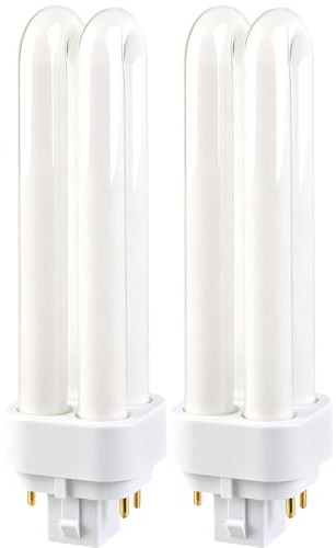 13W G24q-1 4 Pin Light Bulbs Compact Fluorescent Light Bulb, CFL Warm White 4000K Energy Saving Lamps, 2U Double Tube 220V 800LM, Non-Dimmable Suitable for Corridor, Bathroom, Bedroom, Kitchen, 2pcs