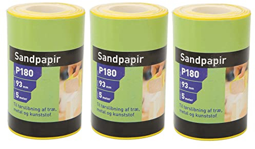 3 Rolls Sandpaper Roll 180 Grit, Yellow Abrasive Sheet for Polishing Grinding, Ceramic Alumina Sanding Paper Roll for Furniture, Plywood, Leather, Plastic, Textile, Paint