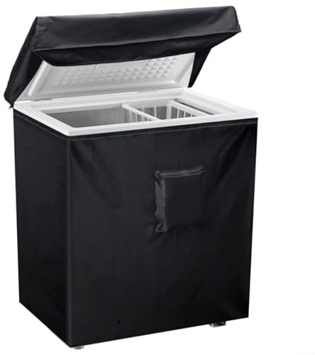 HEIBTENY Housse de réfrigérateur pour congélateur coffre de 0,1 m³, tissu Oxford 420D imperméable avec doublure argentée, sangles réglables, protection contre les intempéries pour une utilisation en