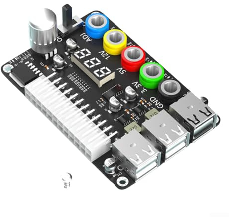 Placa reguladora de fuente de alimentación ATX de 24 pines con perilla de voltaje ajustable, 6 puertos USB 2.0, compatible con STM32, equipo de red y Low-P