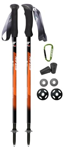 Fizan Compact 3 Trekking Poles – 5.6 oz Ultralight, Backpacking, Thru Hiking Poles, Adjustable, Collapsible, Customized Fit, EVA Grips, Aluminum Walking Sticks (Compact 3 / Orange)