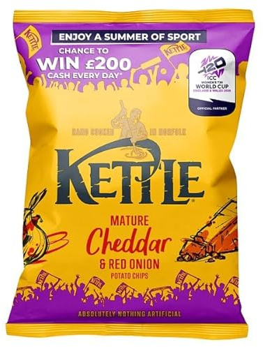 Kettle Mature Cheddar & Red Onion Potato Chips 40g | Case of 18