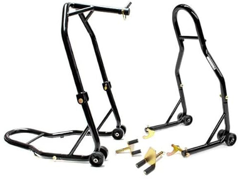 Motorcycle Front Triple Tree & Rear Swingarm Spool Lift Combo Wheel Lift Stands + Paddock Attachments (Pin Kit #2) Compatible with Yamaha, Honda, Kawasaki, Suzuki, Ducati, BMW