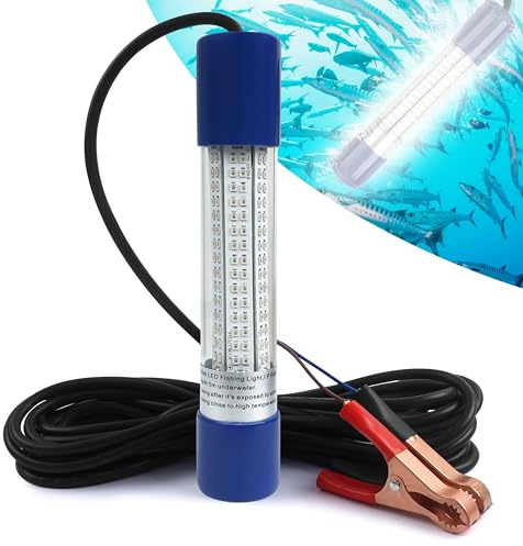 Underwater Fishing Light 1600 Lumens 10.8W 12V 24V Submersible Fish Bait Finder 180 LED Waterproof IP68 Deep Drop Night Fishing Light with 20 FT Cord for Shrimp Squid Fish Crowds