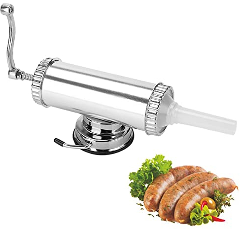 2 LBS Sausage Stuffer with Suction Base Homemade Sausage Filler Sausage Syringe Aluminum Manual Sausage Maker