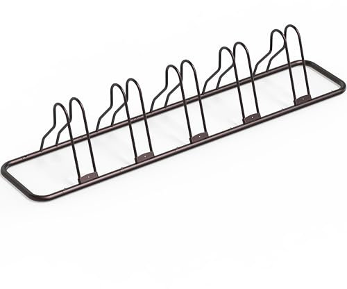 Simple Houseware 5-Bike Floor Storage Rack - Adjustable Bicycle Parking Stand & Garage Organizer for Road and Kids Bikes, Bronze