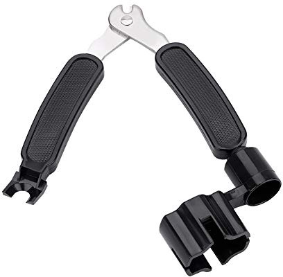 Gitarrensaitenschneider, 3-in-1 Schwarz Saitenwickler Cutter Bridge Pin Puller für Bassgitarrenzubehör, für Gitarristen Bassisten Musikproduzenten Live-Bühne Studio-Session Heimgebrauch