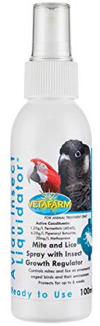 Vetafarm Bird Mite Spray 100ml Ready To Use Bird Mite Spray Controls Bird Mites Parasite Lice Cage Disinfectant Aviary Cleaner For Birds