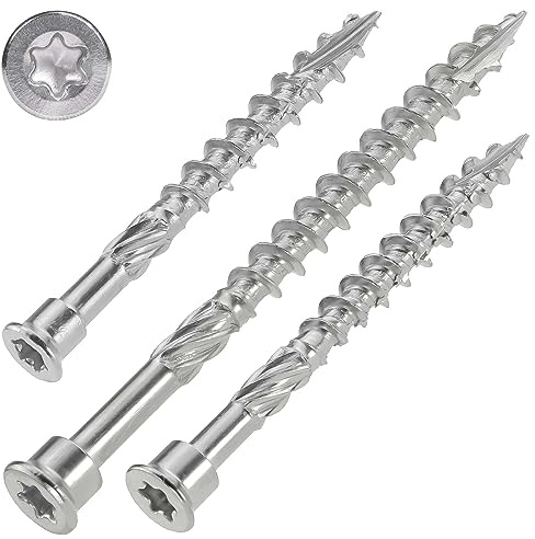 SCREW REBEL Terrassenschraube mit Zylinderkopf 5,0 x 60 mm, Edelstahl gehärtet - Stanzkopfschraube mit ETA Zulassung – 200 Stück, TX25