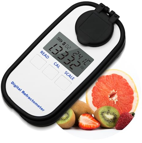 AMTAST Digitales Brix-Refraktometer Zucker Saft Honig Bier Brix-Refraktometer Schneidflüssigkeit Zucker-Test-Meter Bereich 0-90%/1,3330-1,5177nD