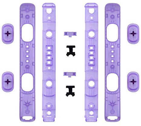 eXtremeRate Shell für Switch 1/OLED Joycon Schlaufen-Transparent Lila | DIY-Ersatz Joycon Handgelenksschlaufe Gehäuse, Knöpfe Set für nintendo Switch Strap