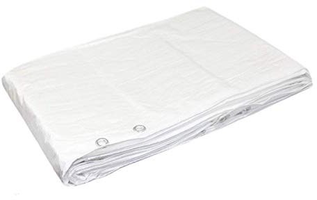 3 x 4 m White Tarpaulin Waterproof Heavy Duty Tarp Sheet Cover, Groundsheet - Waterproof, Weatherproof, Frost-Resistant, UV Protection, Universal, Multipurpose, Reinforced Eyelets