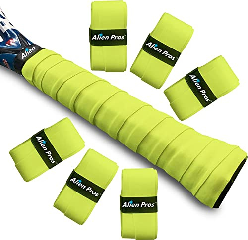 Alien Pros Tennis Griffband (6 Griffe) - Vorgeschnittenes Tennis Griffband für EIN leichtes Griffgefühl - Bekleben Sie Ihren Schläger für höchste Leistungen (6 Griffe, Neon Gelb)