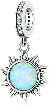 Manhe Charms Du bist mein Sonnenschein-Charme, 925er Sterlingsilber, Opale Sonne Anhänger Charm kompatibel mit Pandora-Armbändern und Halsketten für Frauen