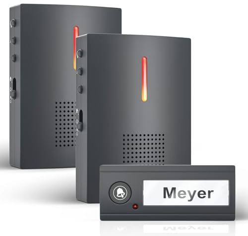 OULE GmbH Campanello impermeabile, portatile, set campanello senza fili, 36 melodie, portata fino a 100 m, campanello a batteria (Carbone grigio 1+2)