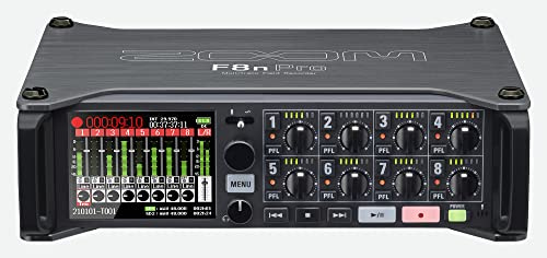 Zoom F8n Pro Field Recorder/Mixer for Filmmakers & Musicians with 8 XLR/TRS Inputs, Pro Quality Preamps, 10 Channels of 32-Bit Float Recording, Timecode, Battery Power, and Wireless Control