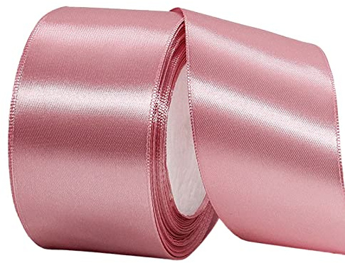 POPOYU Baumwoll Band Rot 5cm,Satinband 5cm Breit,Dekoration Präsent Geschenkband,Geschenkband Breit Rosa für Kleid Hochzeit,Taufe und Geburtstag Geschenke,Satin Dekoband,Deko Band Geschenk